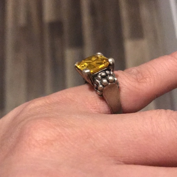 Sterling Thailand yellow glass ring size 5 - Picture 15 of 15